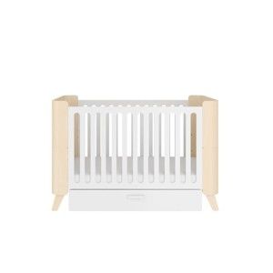 Białe regulowane łóżeczko dziecięce z szufladą BELLAMY Hoppa, 70x140 cm