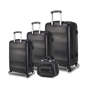 Zestaw 3 czarnych walizek na kółkach z USB i walizki podręcznej My Valice LASSO Travel Set