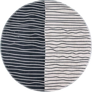 Czarno-biały okrągły dywan odpowiedni do prania ø 80 cm Yuvarlak – Vitaus