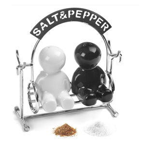 Solniczka i pieprzniczka ze stojakiem Salt & Pepper – Balvi