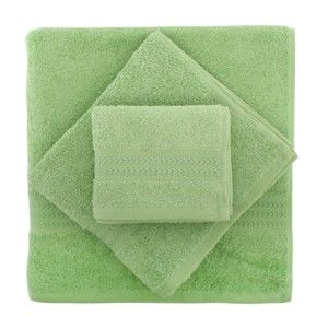 Zestaw 2 zielonych bawełnianych ręczników ze 100% bawełny (mały i kąpielowy) Rainbow