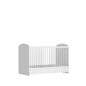 Białe łóżeczko dziecięce z listwą chroniącą przed gryzieniem i opuszczanym bokiem FAKTUM Mia, 140x70 cm