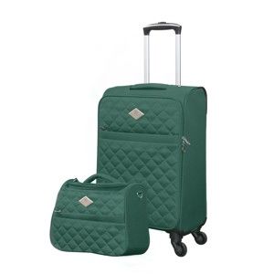 Komplet zielonej walizki i kosmetyczki GERARD PASQUIER Adventure, 38 l + 16 l