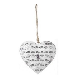 Białe wiszące serce z metalu Ego dekor Heart, wys. 10 cm