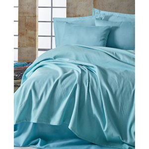 Zestaw narzuty na łóżko, prześcieradła i 2 poszewek na poduszki EnLora Home Deportes Baby Blue, 200x235 cm