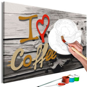 Zestaw płótna, farb i pędzli DIY Artgeist I Love Coffee, 60x40 cm