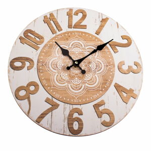 Drewniany zegar ścienny Dakls Mandala, ø 34 cm