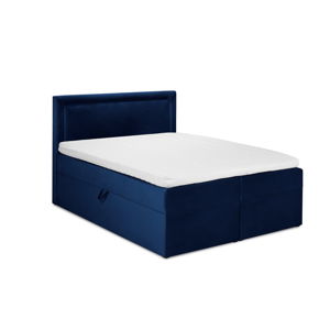 Niebieskie aksamitne łóżko 2-osobowe Mazzini Beds Yucca, 200x200 cm