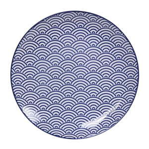 Niebieski talerz porcelanowy Tokyo Design Studio Wave, ø 25,7 cm