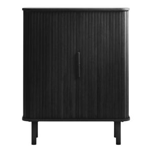 Czarna szafka w dekorze dębu z drzwiami przesuwnymi 113x90 cm Cavo – Unique Furniture