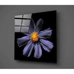 Czarno-fioletowy obraz szklany Insigne Flowerina, 30x30 cm