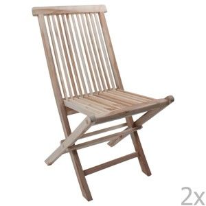 Zestaw 2 składanych krzeseł ogrodowych z drewna tekowego ADDU Java