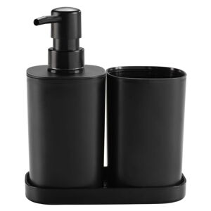 Czarny plastikowy zestaw akcesoriów łazienkowych Vita – douceur d'intérieur