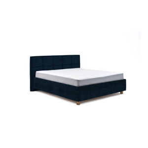 Granatowe dwuosobowe łóżko ze schowkiem DlaSpania Karme, 180x200 cm