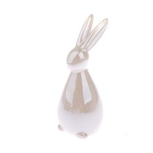 Jasnobeżowa dekoracja ceramiczna w kształcie zająca Dakls Easter Deco Hare