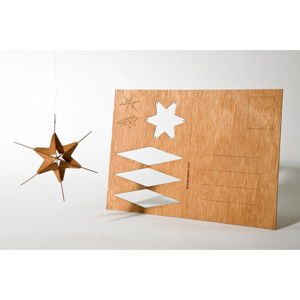 Drewniana kartka świąteczna Formes Berlin Gwiazda, 14,8x10,5 cm