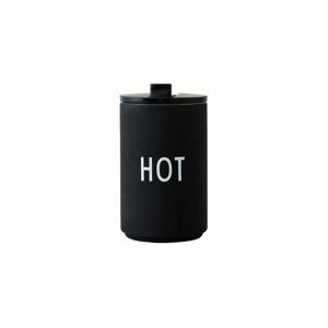 Czarny kubek termiczny Design Letters Hot, 350 ml