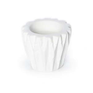 Biały świecznik ceramiczny Simla Geometric, wys. 6 cm