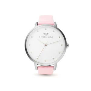 Damski zegarek z różowym skórzanym paskiem Victoria Walls Mist