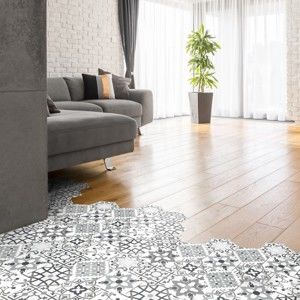Zestaw 10 naklejek na podłogę Ambiance Floor Tiles Hexagons Francia, 40x90 cm