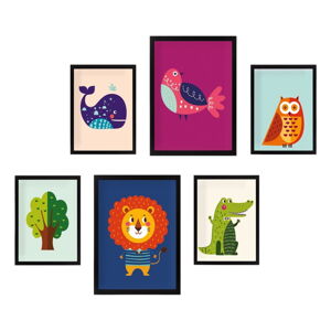 Obrazki dziecięce zestaw 6 szt. 24x44 cm Animals – Wallity