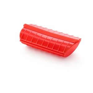 Czerwone silikonowe naczynie z podkładką do gotowania na parze na 1 - 2 porcje Lékué Steam Case