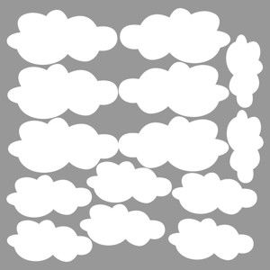 Zestaw 14 naklejek dekoracyjnych z motywem chmur, 100x100 cm