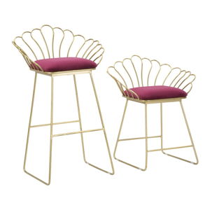 Zestaw 2 krzeseł barowych w kolorze złoto-czerwonym Mauro Ferretti Flower