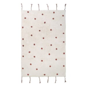 Beżowo-czerwony dywan z bawełny wykonany ręcznie Nattiot Numi, 100x150 cm