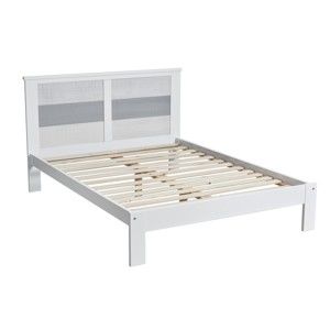 Biało-szare łóżko dwuosobowe Marckeric Romantica, 140x190 cm