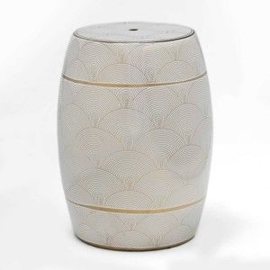 Biało-złoty stołek ceramiczny Thai Natura Sisla, 33x43 cm