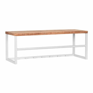 Biała metalowa ławka z drewnianym siedziskiem LABEL51 Kapstok