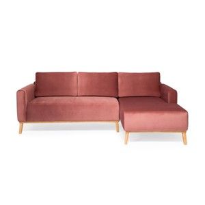 Jasnoróżowa sofa 3-osobowa Vivonita Milton Trend, prawy róg