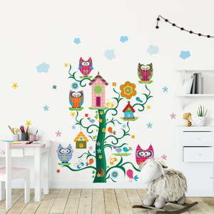 Komplet dziecięcych naklejek ściennych Ambiance Owls and their Magic Tree