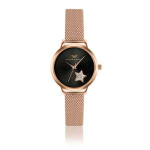 Zegarek damski z paskiem ze stali nierdzewnej w kolorze różowego złota Victoria Walls Carmen