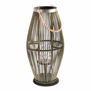 Zielony szklany lampion z bambusową konstrukcją Dakls, wys. 59 cm