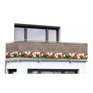 Brązowa plastikowa osłona balkonowa 500x85 cm Tulips – Maximex