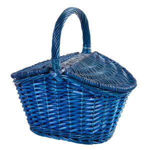 Niebieski wiklinowy koszyk Joy, dł. 28 cm