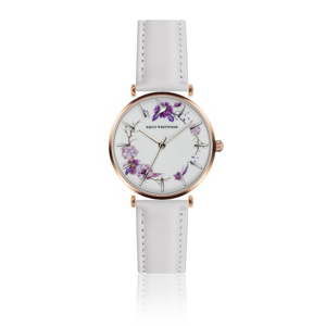 Zegarek damski z białym paskiem z prawdziwej skóry Emily Westwood Ramona