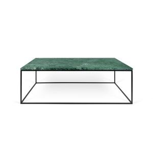 Zielony stolik marmurowy z czarnymi nogami TemaHome Gleam, 120 cm