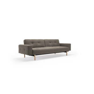 Brązowoszara rozkładana sofa z podłokietnikami Innovation Ample Kenya Taupe, 90x249 cm