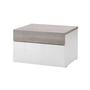 Biało-brązowa szafka nocna z drewna dębowego Evergreen House Bed Time