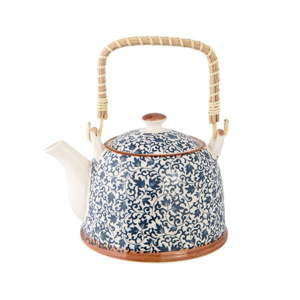 Niebieski dzbanek porcelanowy we wzory do herbaty Clayre & Eef, 700 ml