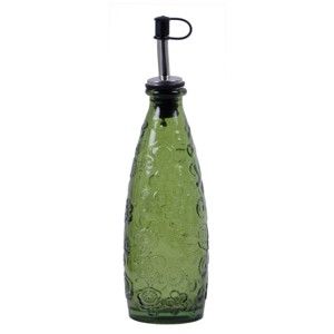 Zielona butelka szklana z lejkiem Ego Dekor Flora