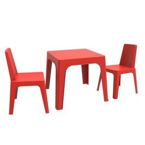 Czerwony dziecięcy komplet ogrodowy 1 stołu i 2 krzesełek Resol Julieta