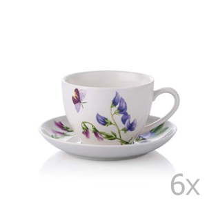 Zestaw 6 filiżanek porcelanowych do herbaty ze spodkami Rodianos