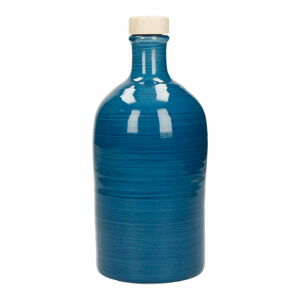 Niebieska ceramiczna butelka na olej Brandani Maiolica, 500 ml