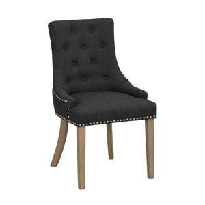 Czarne tapicerowane krzesło do jadalni z brązowymi nogami Rowico Vicky