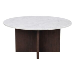 Biało-brązowy marmurowy okrągły stolik 90x90 cm Brooksville – Rowico