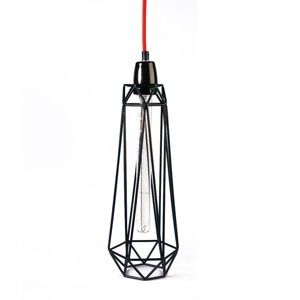 Czarna lampa wisząca z czerwonym kablem Filament Style Diamond #2